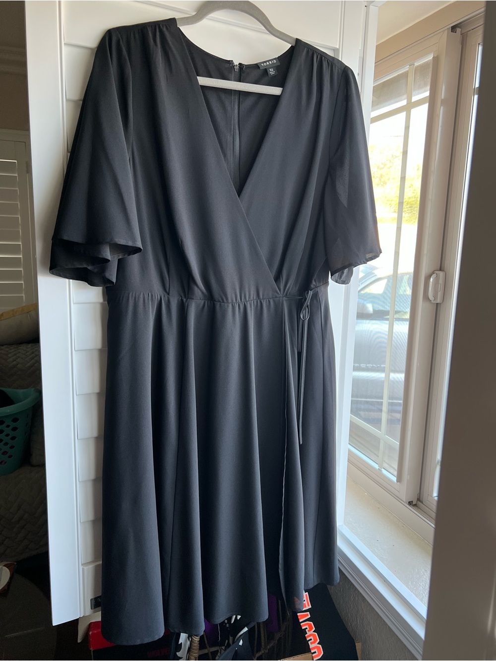torrid Black Wrap Midi Dress with Flutter Sleeves